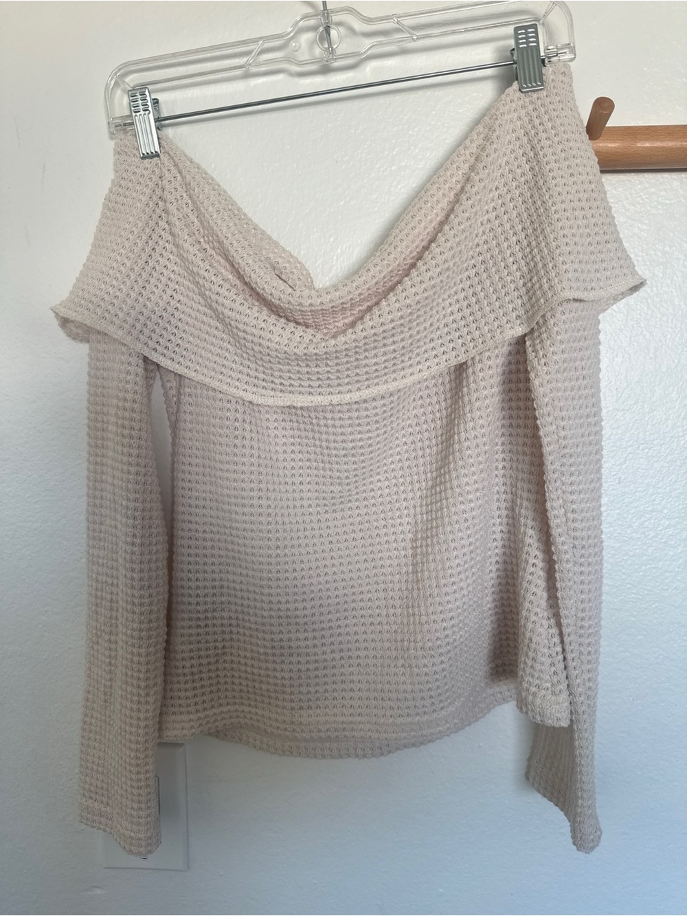 🌸 SHEIN Cream Off-the- Shoulder Knit Top
